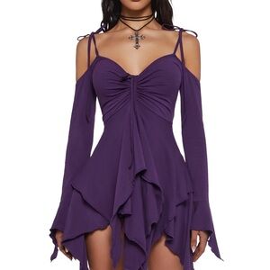 Purple Off-Shoulder Fairy Handkerchief Dress